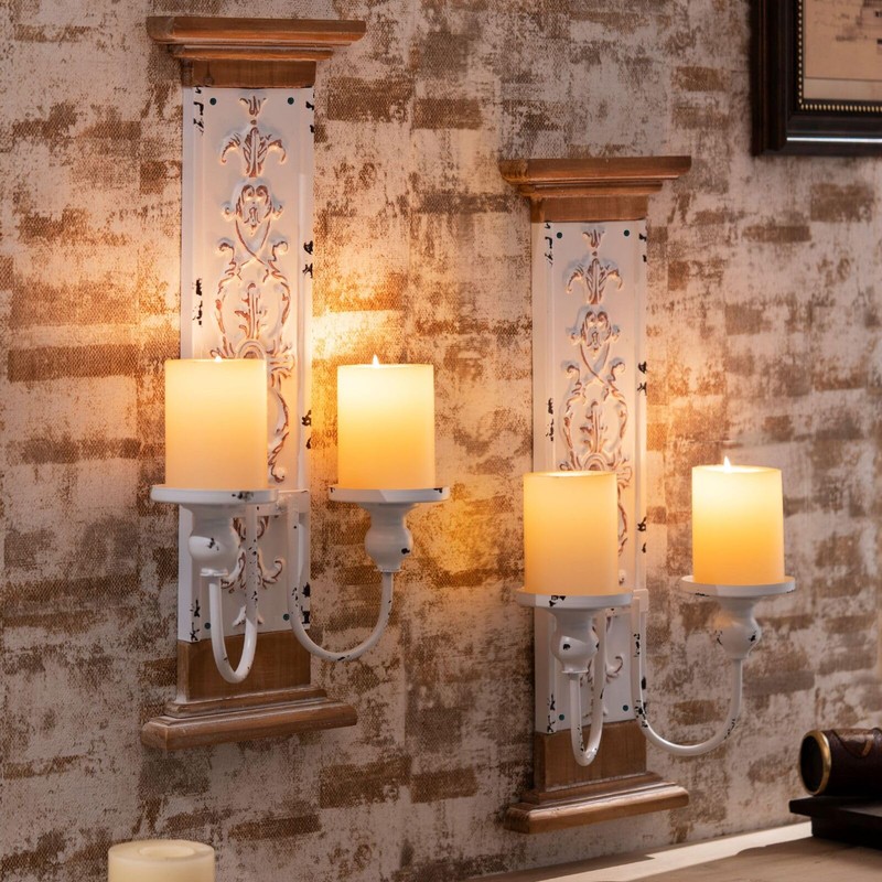AIM & GGKK Large Wall Candle Sconce Holder,Set of 2