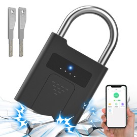 Anweller Fingerprint Lock with Key, Bluetooth Biometry Electronic Number Code, Digital Smart Padlock, Weatherproof for Garden Gate, Locker, Gym, School Cabinet, Basement