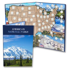 National Parks Quarter Coin Collection Book Folder Map, Quarters Holder Album, Birthday Educational Gifts Keepsake for Friend, Adults or Collectors (No Coin)