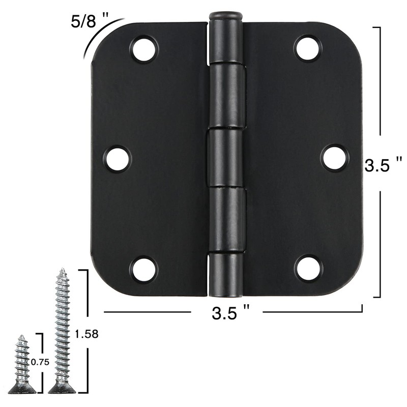Rounded Door Hinges 3-1/2" x 3.5 inch, 5/8 Radius, Matte