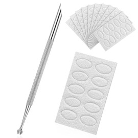 Stainless Steel Cuticle Pusher Tool, Double Ended Nail Cuticle Trimmer Nail Art Cuticle Remove with 10 Sheet Sandpaper for Manicure Pedicure