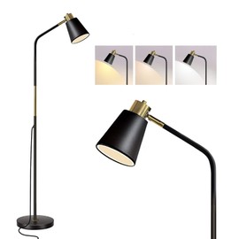 Floor Lamp, 3-Color TemperatureFloor Lamps for Living Rooms & Bedrooms, Farmhouse Reading Lamp - Standing, Adjustable Metal Heads Indoor Task Lighting for Living Room Bedroom Office (3-Color Black)