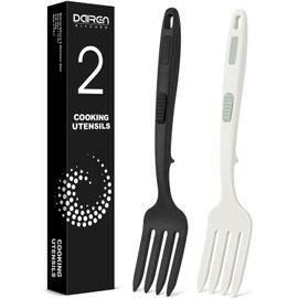 Silicone Flexible Cooking Fork, 11.6 Inch Heat Resistant, Large Non Stick for Mixing, Mashing, Whisking (BW)