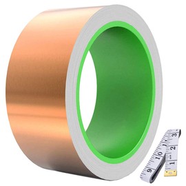 Youmile Double-Sided Conductive Copper Foil Tape (50mm/1.96inch x 30m/98ft) 0.05mm Thickness for Guitar,Electrical Repairs,Soldering with 1.5m/16ft Measuring Tape