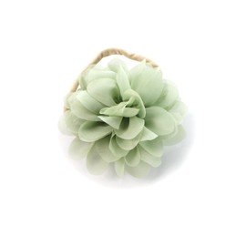 My Lello Baby Girl Rounded Petal Chiffon Flower Nylon Elastic Headbands Set 2pcs - Large - Light Sage/Hunter Green