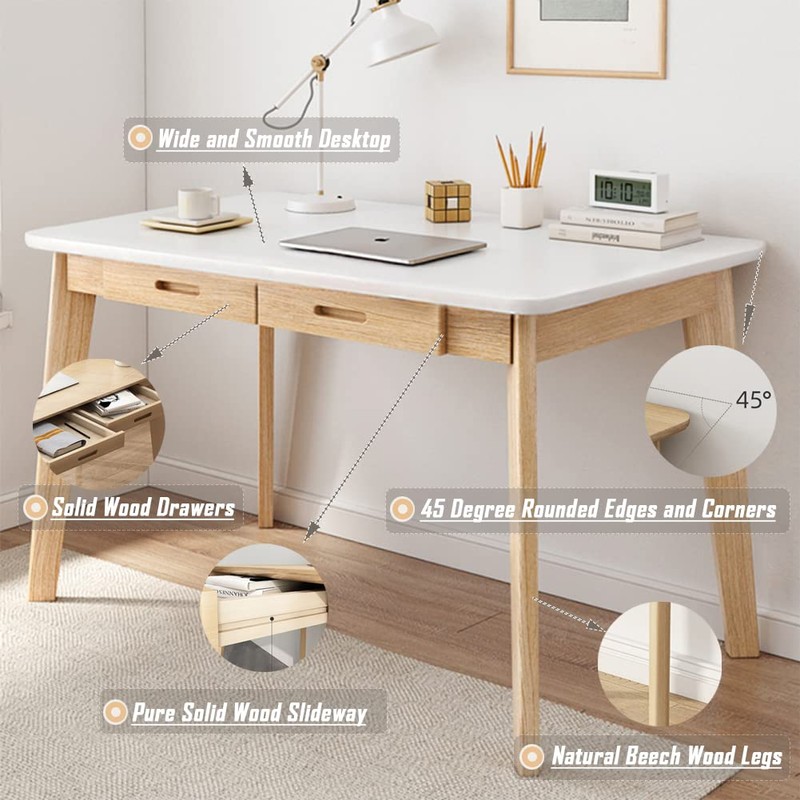 IOTXY Solid Wood Writing Desk - Home Office Workbench Desk