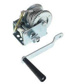 GENRICS Heavy Duty Hand Winch 800LBS Hand Crank Strap Gear with 8M Wire Rope Ratchet ATV Boat Trailer Marine