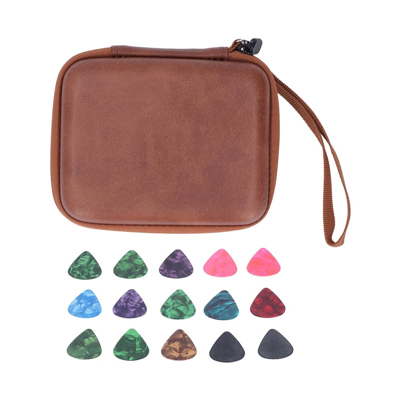 Guitar Pick Bag Set Celluloid Picks Storage Pouch Holder Case