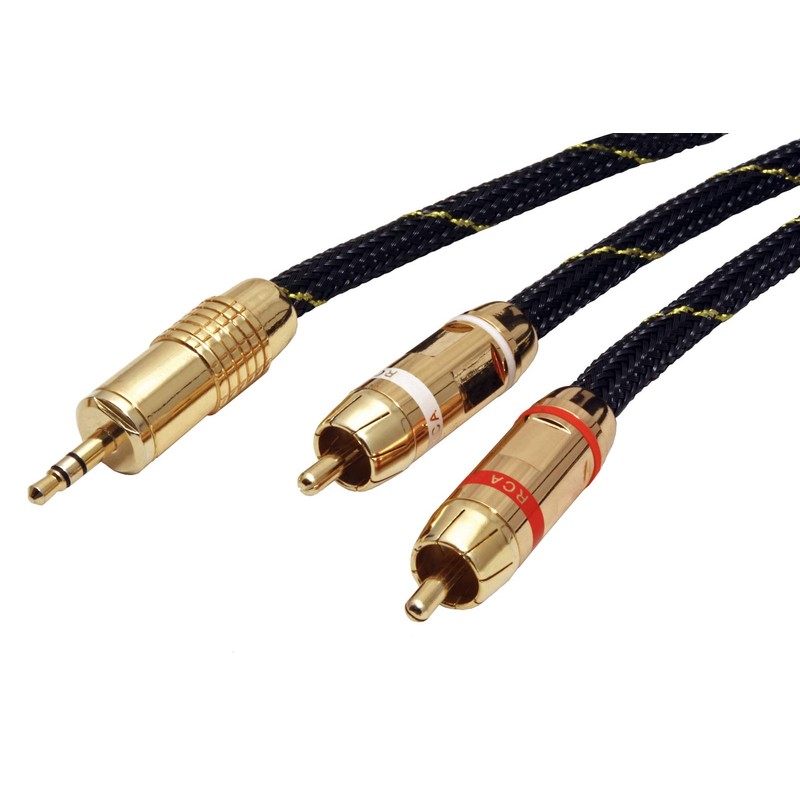 ROLINE GOLD Audio-Verbindungskabel 3,5mm Stereo - 2x Cinch, ST/ST, 2,5