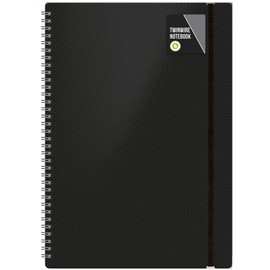 A4 Twinwire Soft Cover Ribbed Pattern Ruled Notebook Black