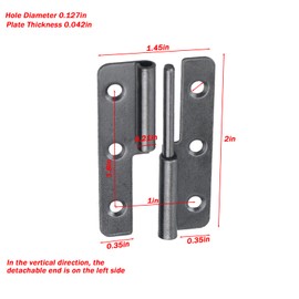 LC LICTOP Small Detachable Hinge Left Side Lift Off Rising Butt Hinge Iron Split Joint Flag Hardware for Cabinet Door Wooden Box Jewelry Case 2in Black 4Pcs