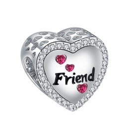 Yinsen Family Friend Heart Charms 925 Silver for Family Mother Sister Pendant Charm Suitable for Women's Bracelets and Necklaces Birthday Mother's Day Gift, Cubic Zirconia