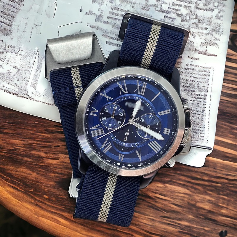 Max French Marine Nationale Elastic Nylon Navy Divers Parachute Watch
