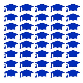 120PCS Graduation Cap Label Stickers Self-Adhesive Grad Hat Stickers Sealing Labels Grad Party Favor Labels for College High School Graduation Party Decor Envelopes,Chocolate,Cards Gift Wrap (Blue)