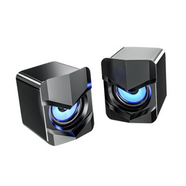 KICHOUSE 2pcs Mini Desktop Laptop Speakers Compact Multimedia Audios -Powered High Fidelity Stereo Sound for Home Office School