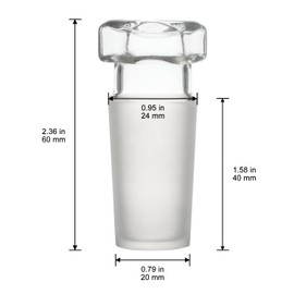 XCD Hex Head Hollow Glass Stopper, 10 Pack Hexagonal Head Glass Hollow Stopper with Closed Bottom Lab Glass Stopper for 24/40 Standard Outer Joint Glass