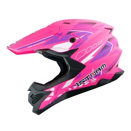 1Storm Motocross Adult Helmet Downhill Mountain Bike Helmet BMX MX ATV Dirt Bike Storm Style HF803; Storm Pink + Goggles + Skeleton Pink Glove Bundle