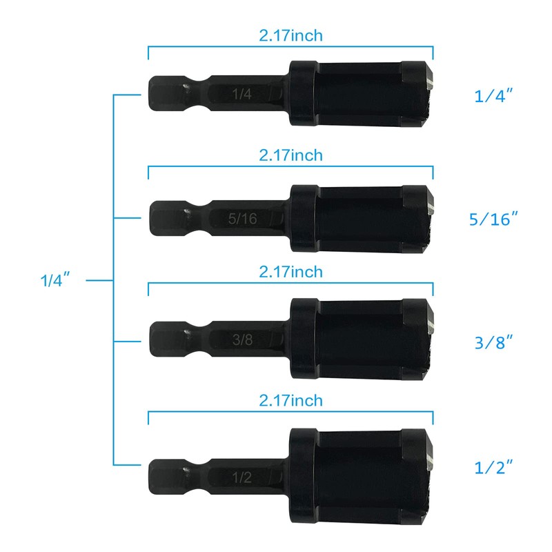 Wood Plug Cutters, 4 pcs Straight Wood Plug Cutters &
