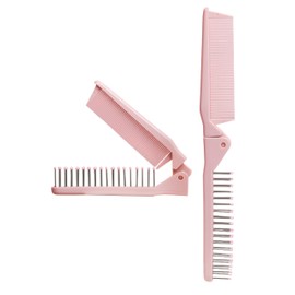 Pink Foldable Hair Comb - Compact Travel Brush for Purses & Pockets (Folding Design)