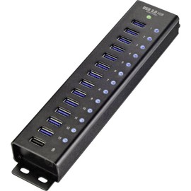 Renkforce 13+1 Port USB 3.0-Hub with Aluminiumcase, to wall mounting, with Schnellladeport