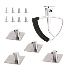 KLOWOAH Stand Mixer Attachment Holder Compatible with Kitchenaid Attachments,for Flat Beater,Flex Edge Beater,Wire Whip,Dough Hooks,Stainless Steel Hangers (Pack of 4)