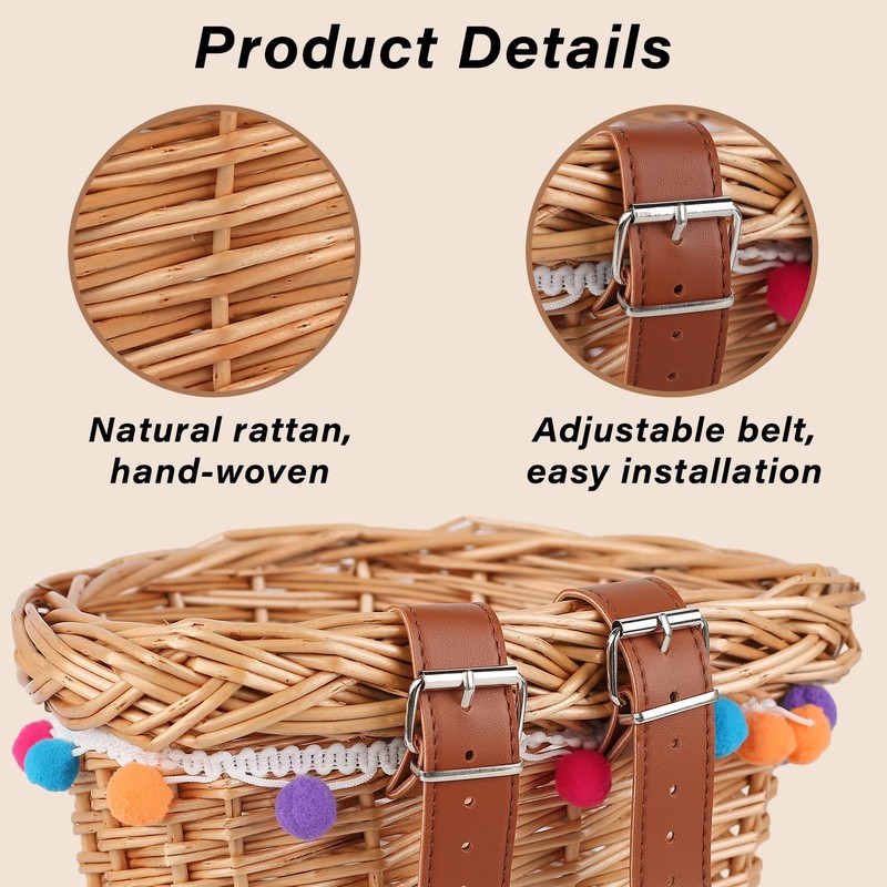 AVASTA Wicker Bicycle Basket for Children 12, 14, 16 Bicycle,