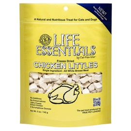 LIFE ESSENTIALS By Cat-Man-Doo Freeze Dried Chicken Littles for Dogs & Cats - 5 ounces - Grain Free Treat - 6 Pack