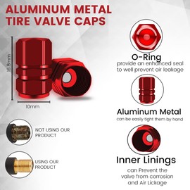 Performore 8 pcs Tire Valve Caps Heavy-Duty Stem Covers Universal Car Wheel Tire Valve Stem Caps Dust Cover for Cars, SUVs, Bikes, Bicycles, and Motorcycles (Red)