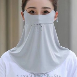 Women's Long Ice Silk Full Face UV Protection Mask with Neck Cover for Summer Genie147 [Long] Neck Protector Seamless Light Pink 10ea