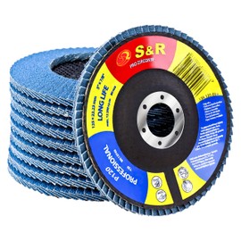 S&R 10-Piece Flap Discs Set - 125 x 22.23 mm, 5", PRO Zirconia, T29 Design, for Steel and Stainless Steel Grinding - Premium Grinding Discs (P120)