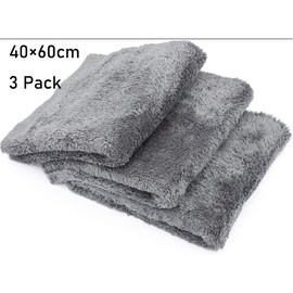 BW&HM Car Drying Towel Microfibre Cloth Car Detailing Cleaning Cloths Absorbent Large Super Absorbent Ultra Soft 40 x 60 cm 3 Pack Grey