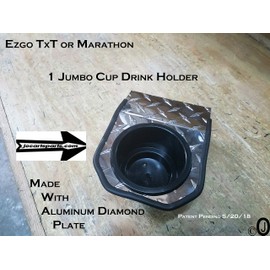 Ezgo TxT Polished Aluminum Diamond Plate 1 Jumbo Cup Drink Holder