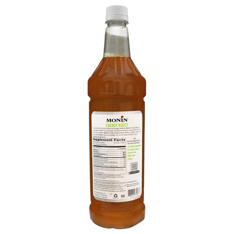 Monin - Energy Boost, Liquid Energy Supplement, Subtle Tea Flavor,