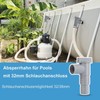 Maintenance tap, 2 pieces shut-off valve for pools with 32