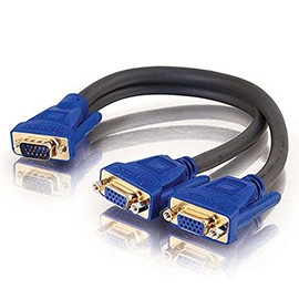 C2G 29610 Ultima One HD15 VGA Male to Two HD15 VGA Female SXGA Monitor Y-Cable, Black (1 Feet, 0.3 Meters)