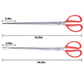 Goeielewe Multi-Function Clip Scissor Tongs Anti-Slip Tool Clip Sea Crab Artifact Crab Tongs 14.5 Inches Long Metal and ABS Material Silver and Red (Curved Head)