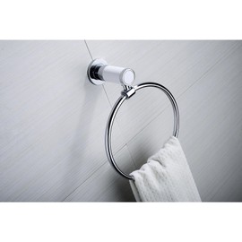 Qobobo Towel Ring Stainless Steel 304 Towel Rail Towel Rail Round Modern Style for Bathroom Living Room Kitchen Matt Chrome Bathroom Accessories Drilling