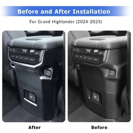 Rear Air Vent Outlet Cover for Toyota Grand Highlander Accessories 2024 2025 Anti Kick Rear Seat Air Condition Vent Panel Frame Trim Interior Protector Sticker (ABS Carbon Fiber Style)