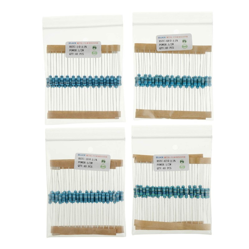 BOJACK Resistor Assortment Kit 1 Ohm - 1M Ohm 1/2W