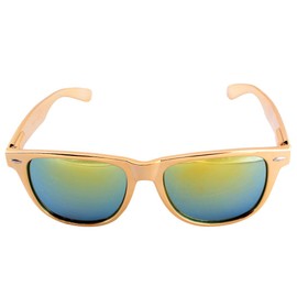 Gold Metallic Wayfarer Sunglasses Iridium Lenses