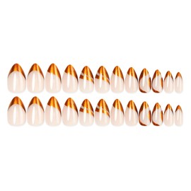 Hkanlre Press On Nails Almond-Glossy Press on Nails Medium,French Fake Nails for Women,Natural Reusable Bling Nails