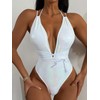 THSCWY Women's Sexy Deep V Swimwear Backless Tassel Style One