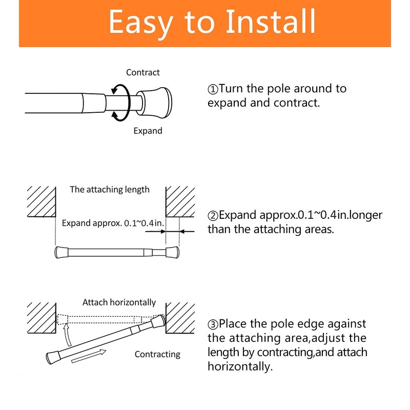KXLife 2 Pack Smallest Spring Tension Curtain Rod for Narrow