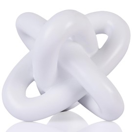 White knot sculpture, three-knot sculpture white home decor accent, suitable for rustic-style coffee table stands, living room TV cabinets, dining tables, entryway shelves, and small decorations.