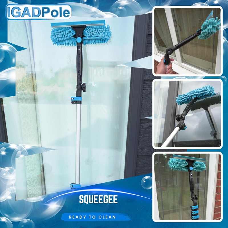 IGADPole 17 FT Water-Fed Washing Kit with Soap-Dispenser, Brush, 10″