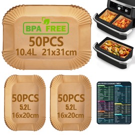Anhow Pack of 150 Baking Paper for Ninja AF500EU Hot Air Fryer, Hot Air Fryer, Baking Paper Square for 5.2-10.4 L Baskets, Airfryer Baking Paper, Compatible with Ninja AF500EU Air Fryer - Wood Colour