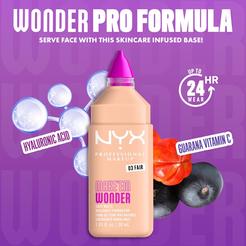 NYX PROFESSIONAL MAKEUP Make 'Em Wonder Liquid Foundation, 24HR Foundation