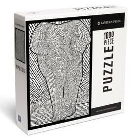 Lantern Press 1000 Piece Jigsaw Puzzle, Asian Elephant, Coloring Book