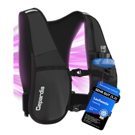 Gepardia Laufweste Damen mit Trinkflasche – Ultraleicht, reflektierend, viel Stauraum, Softflask 500 ml inkl., für Running, Joggen, Wandern & Trail