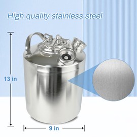 Howaoo 2.5 Gallon/10 L Cleaning Keg, Beer Line Cleaning Kit with 2 D Coupler Made of Stainless Steel, Beer Line Cleaner Used for Beer Line Cleaning, 2.5 Gallon Keg Line Cleaning Kit